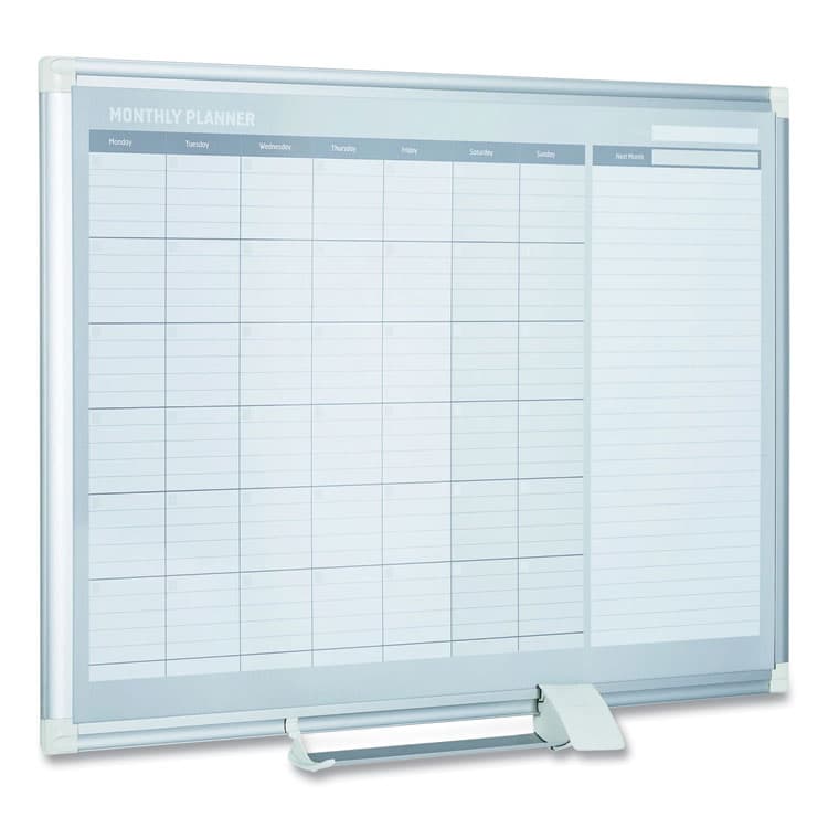 BI-SILQUE VISUAL COMMUNICATION PRODUCTS Magnetic Dry Erase Calendar Board, Monthly Planning/Scheduling, 48" x 36", White Surface, Satin Aluminum Frame (BVCGA0597830) thumbnail 3