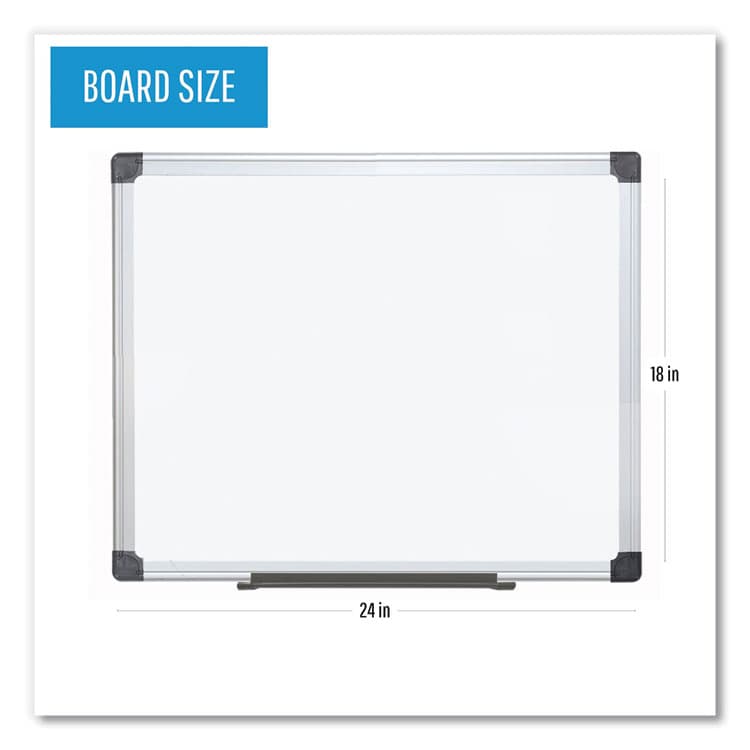 BI-SILQUE VISUAL COMMUNICATION PRODUCTS Value Lacquered Steel Magnetic Dry Erase Board, 18" x 24", White Surface, Satin Aluminum Frame (BVCMA0207170) thumbnail 4