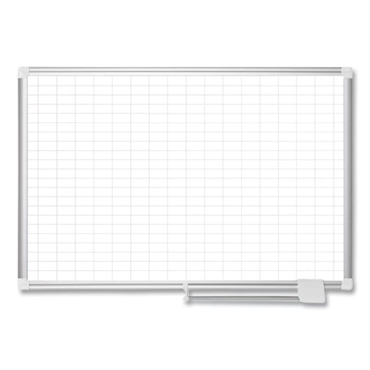 BI-SILQUE VISUAL COMMUNICATION PRODUCTS Gridded Magnetic Steel Dry Erase Project Planning Board, 1" x 2" Cells, 72" x 48", White Surface, Satin Aluminum Frame (BVCMA2792830)