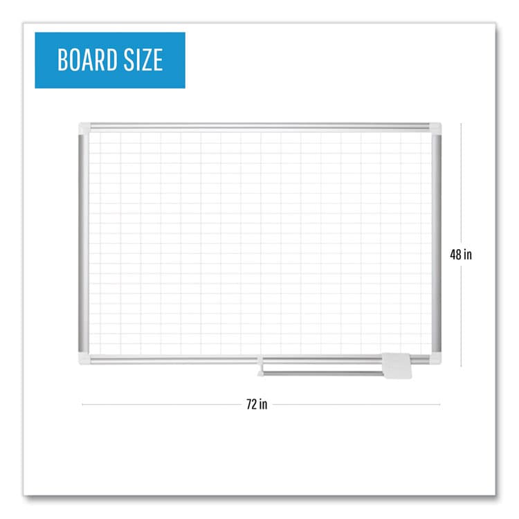 BI-SILQUE VISUAL COMMUNICATION PRODUCTS Gridded Magnetic Steel Dry Erase Project Planning Board, 1" x 2" Cells, 72" x 48", White Surface, Satin Aluminum Frame (BVCMA2792830) thumbnail 2