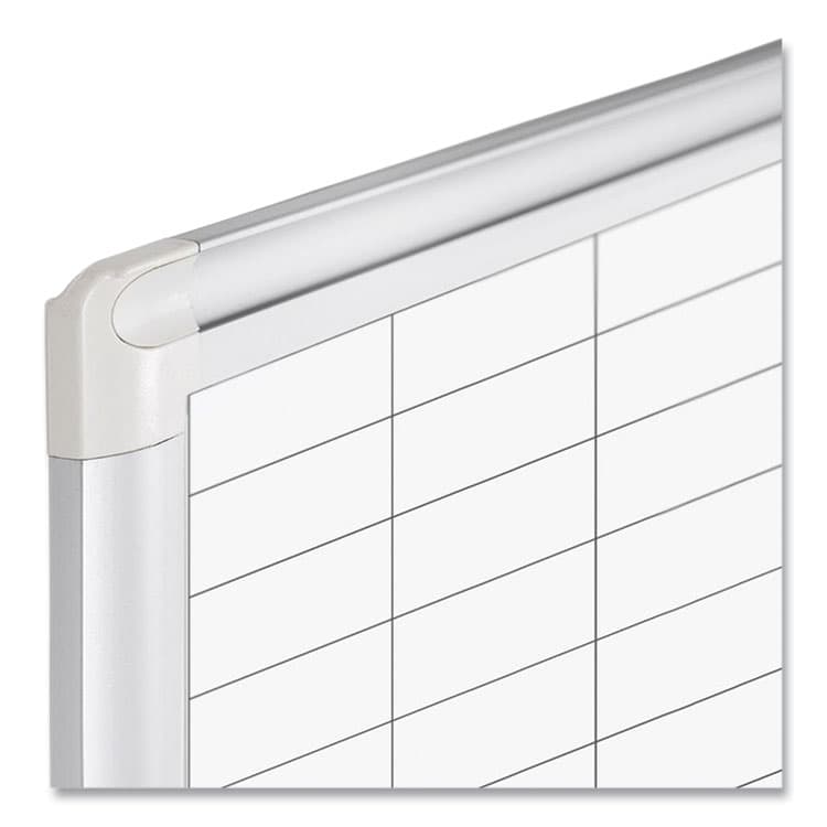 BI-SILQUE VISUAL COMMUNICATION PRODUCTS Gridded Magnetic Steel Dry Erase Project Planning Board, 1" x 2" Cells, 72" x 48", White Surface, Satin Aluminum Frame (BVCMA2792830) thumbnail 3