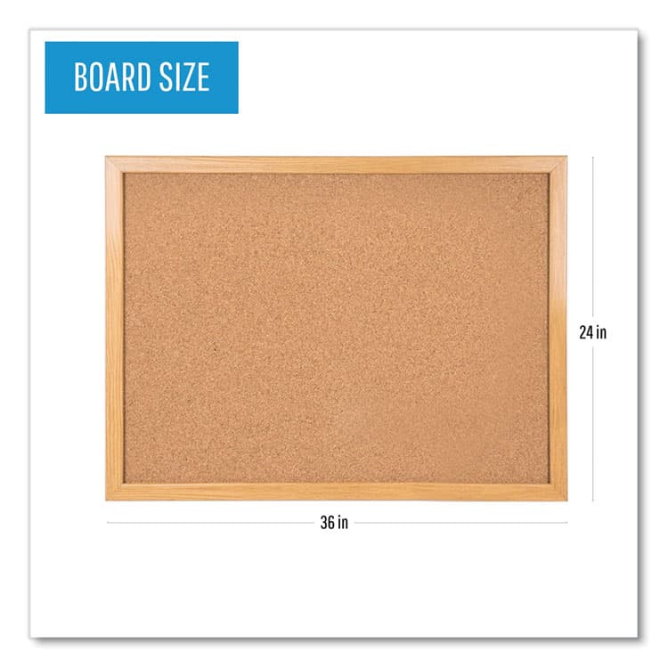 BI-SILQUE VISUAL COMMUNICATION PRODUCTS Value Cork Board with Oak Frame, 24" x 36", Brown Surface, Natural Oak Frame (BVCMC070014231) thumbnail 2
