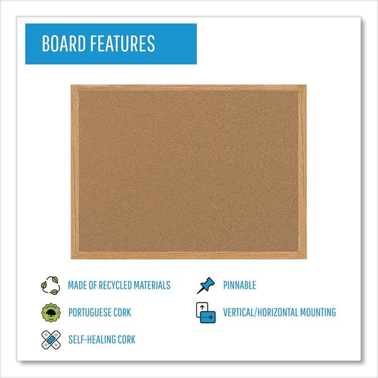 BI-SILQUE VISUAL COMMUNICATION PRODUCTS Earth Cork Board, 72" x 48", Tan Surface, Oak Finished Wood Frame (BVCSB1420001233) thumbnail 4