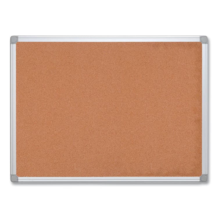 BI-SILQUE VISUAL COMMUNICATION PRODUCTS Earth Cork Board, 24" x 18", Tan Surface, Satin Aluminum Frame (BVCCA021790)