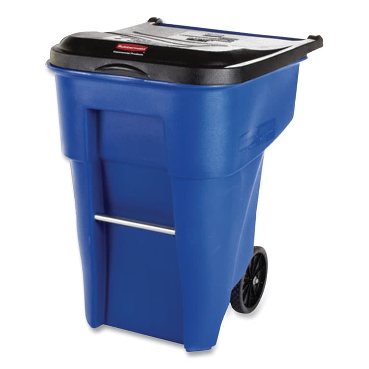 RUBBERMAID COMMERCIAL PROD. Square Brute Rollout Container, 50 gal, Molded Plastic, Blue (RCP9W27BLU)