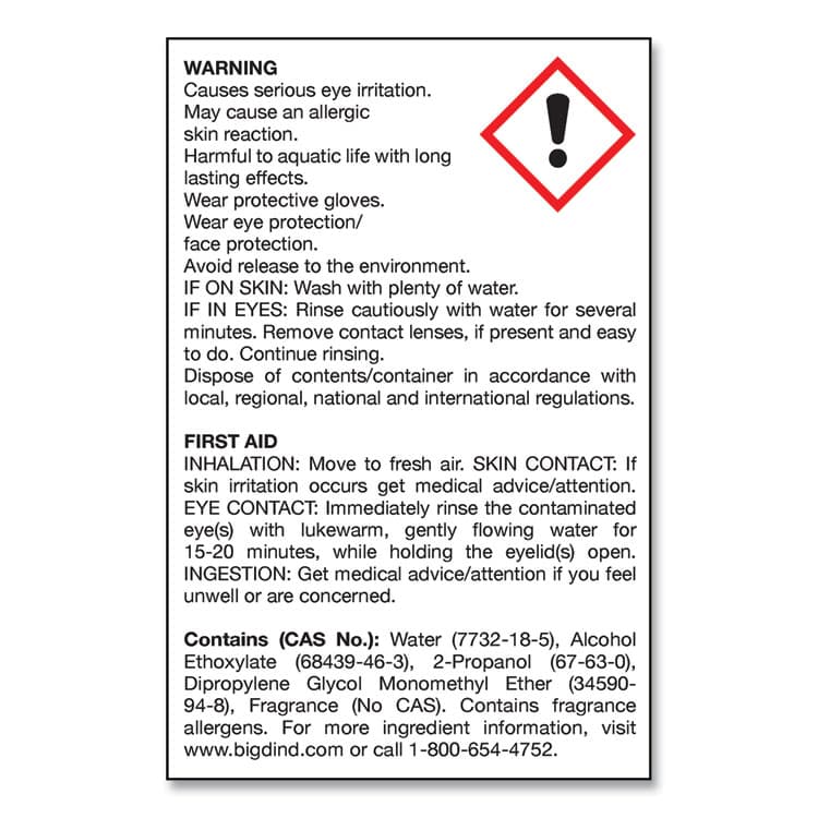 BIG D Water-Soluble Deodorant, Lemon Scent, 1 gal Bottle, 4/Carton (BGD1618) thumbnail 3