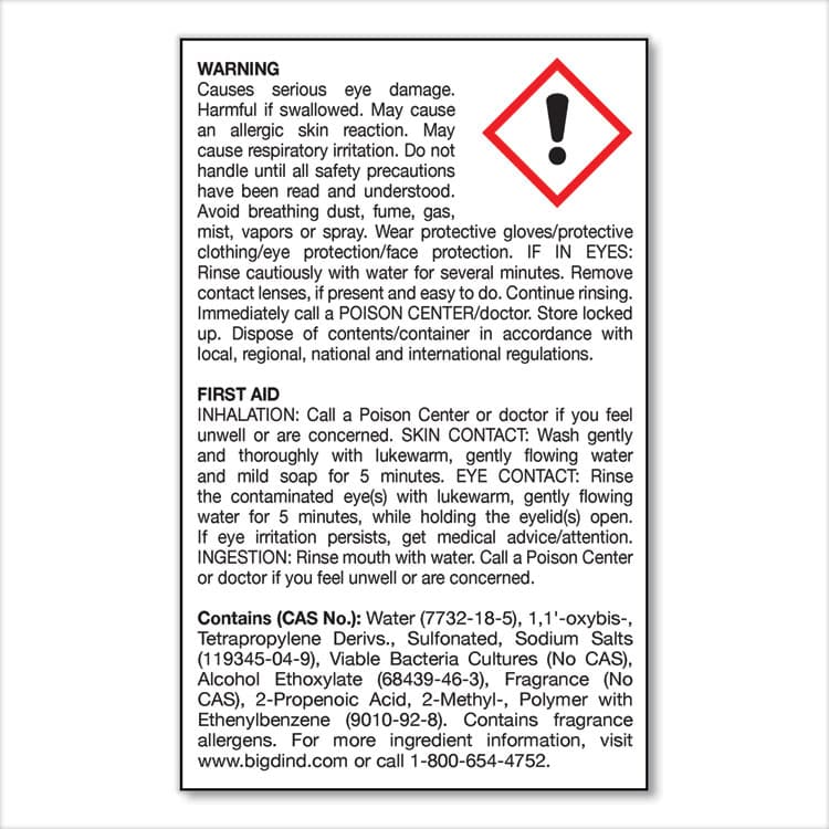 BIG D Enzym D Digester Deodorant, Mint, 32 oz Bottle, 12/Carton (BGD504) thumbnail 3