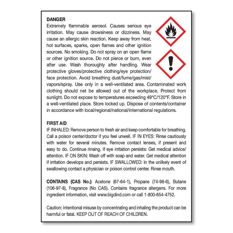 BIG D Metered Concentrated Room Deodorant, Sunburst Scent, 7 oz Aerosol Spray, 12/Carton (BGD464) thumbnail 3