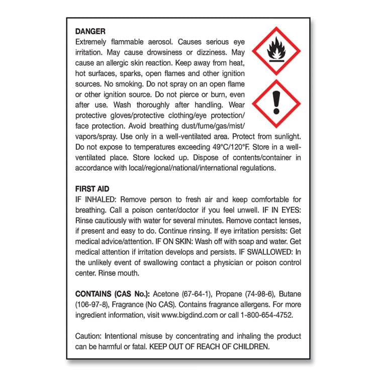 BIG D Metered Concentrated Room Deodorant, Mountain Air Scent, 7 oz Aerosol Spray, 12/Carton (BGD463) thumbnail 3