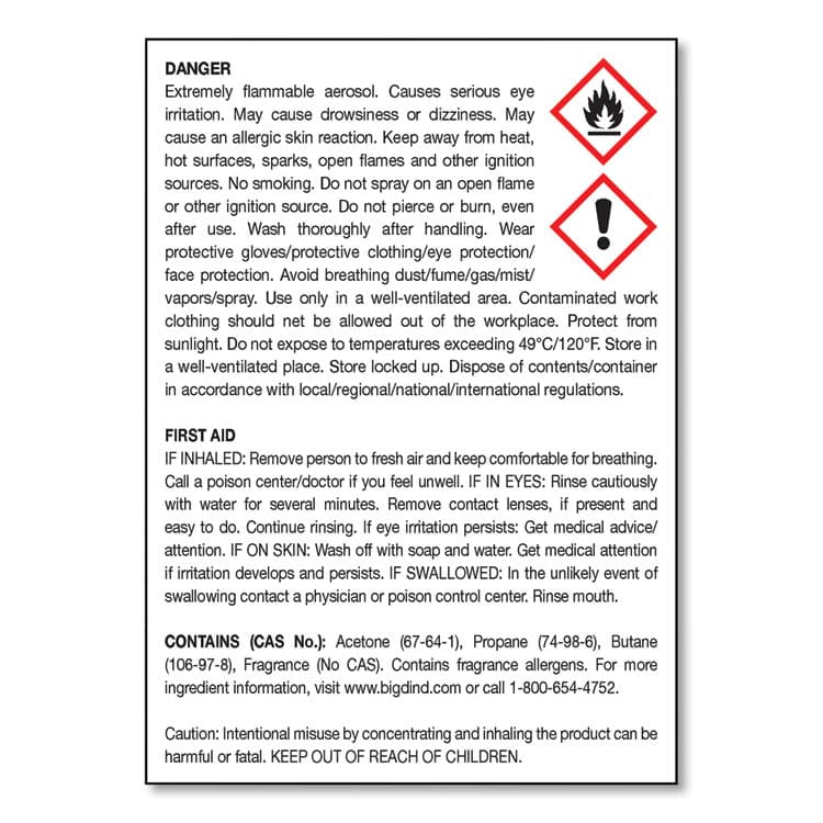 BIG D Metered Concentrated Room Deodorant, Lemon Scent, 7 oz Aerosol Spray, 12/Carton (BGD451) thumbnail 3