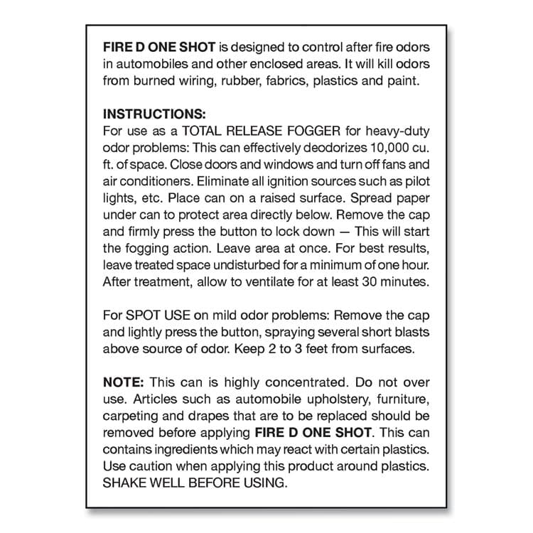 BIG D Fire D One Shot Aerosol, 5 oz Aerosol Spray, 12/Carton (BGD202) thumbnail 3