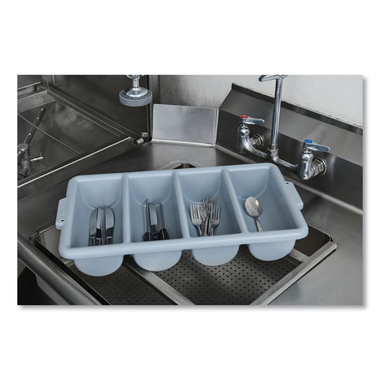 RUBBERMAID COMMERCIAL PROD. Cutlery Bin, 4 Compartments, 11.5 x 21.25 x 3.75, Plastic, Gray (RCP3362GRA) thumbnail 4