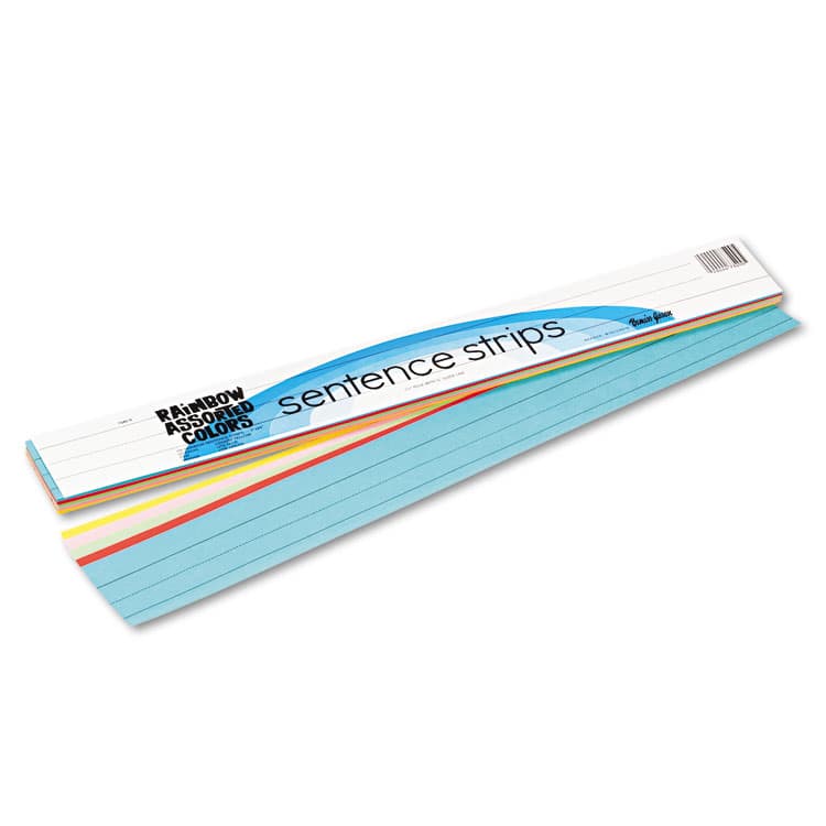 PACON CORPORATION Sentence Strips, 24 x 3, Lightweight, Assorted Colors, 100/Pack (PAC73400)