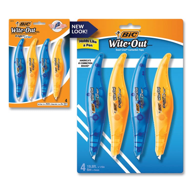 BIC CORP. Wite-Out Brand Exact Liner Correction Tape, Non-Refillable, 0.2" x 19.67 ft, White Tape, Assorted Dispenser Colors, 4/Pack (BICWOELP418) thumbnail 2