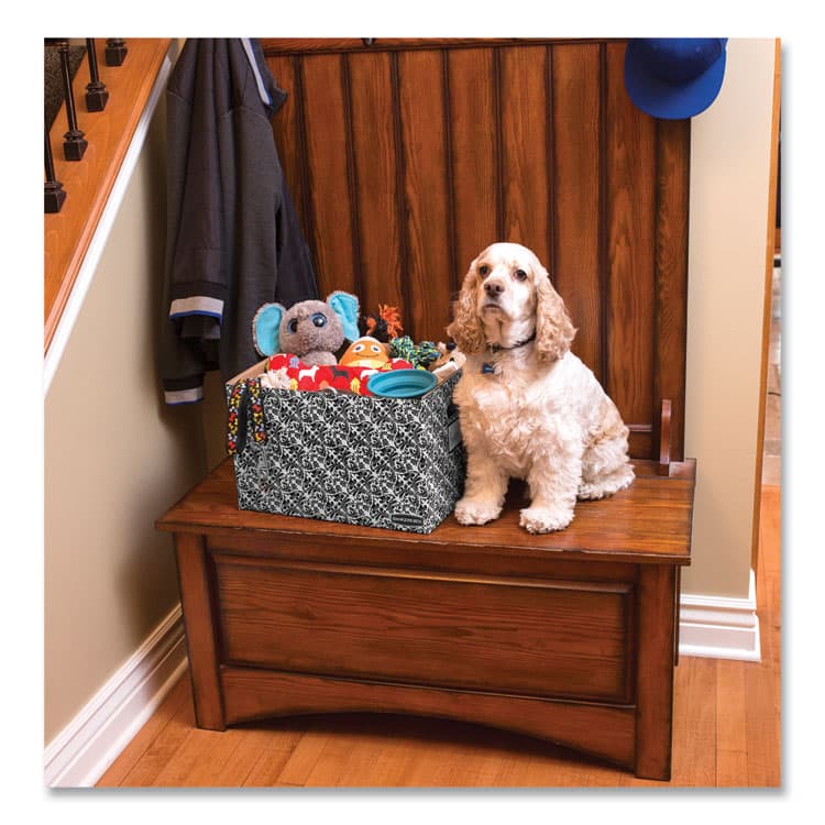 FELLOWES MFG. CO. STOR/FILE Decorative Medium-Duty Storage Box, Letter/Legal Files, 12.5" x 16.25" x 10.5", Black/White Brocade Design, 4/CT (FEL0022705) thumbnail 2