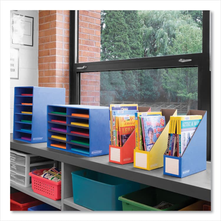 FELLOWES MFG. CO. Extra-Wide Cardboard Magazine File, 4.25 x 11.38 x 12.88, Assorted, 6/Pack (FEL3381901) thumbnail 3