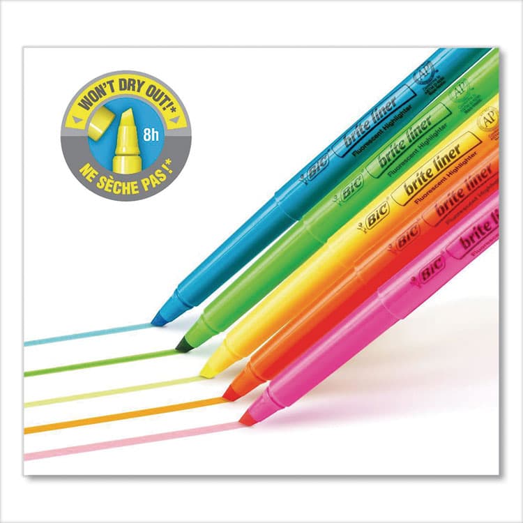 BIC CORP. Brite Liner Highlighter, Fluorescent Blue Ink, Chisel Tip, Blue/Black Barrel, Dozen (BICBL11BE) thumbnail 4