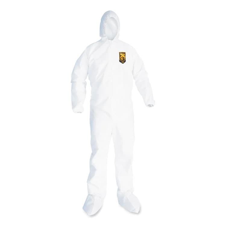 KIMBERLY-CLARK PROFESSIONAL A20 Breathable Particle Protection Coveralls, Elastic Back, Hood and Boots, Large, White, 24/Carton (ANS49123)