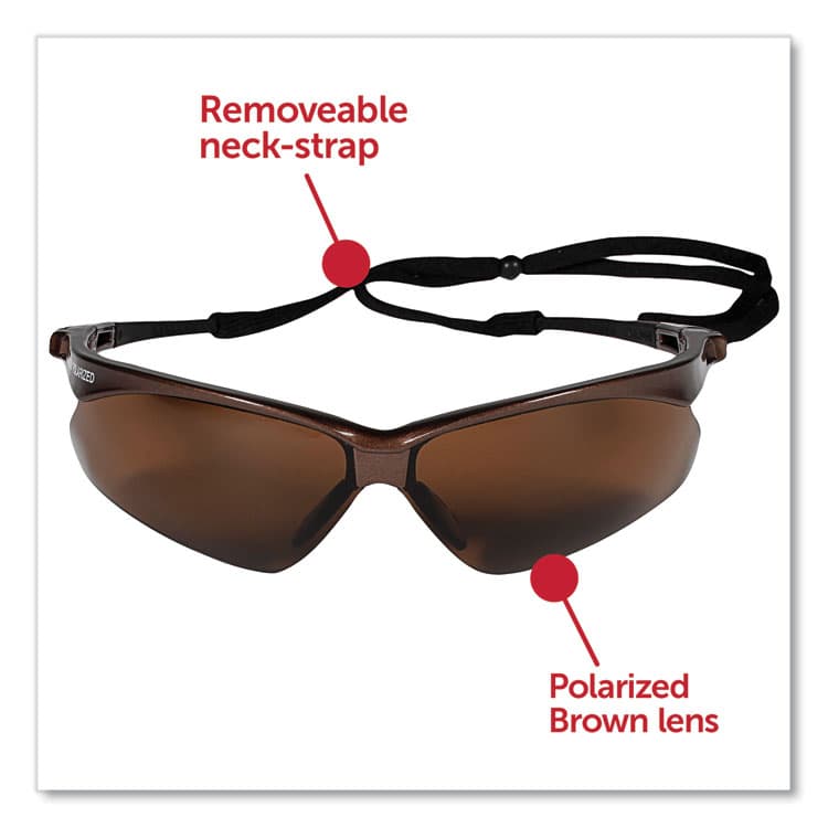 KIMBERLY-CLARK PROFESSIONAL Nemesis Safety Glasses, Brown Half Frame, Polarized Brown Dual Lens, 12/Box (ANS28637)