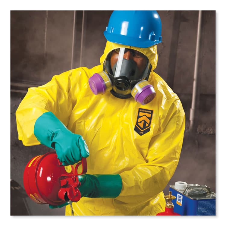 KIMBERLY-CLARK PROFESSIONAL A70 Chemical Spray Protection Coveralls, Elastic Wrists, Ankles, Hood, Large, Yellow, 12/Carton (ANS09813) thumbnail 4