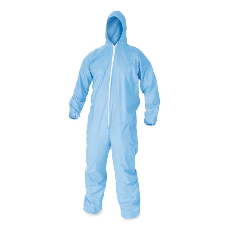 KIMBERLY-CLARK PROFESSIONAL A65 Zipper Front Flame-Resistant Hooded Coveralls, Elastic Wrist and Ankles, X-Large, Blue, 25/Carton (KCC45324)