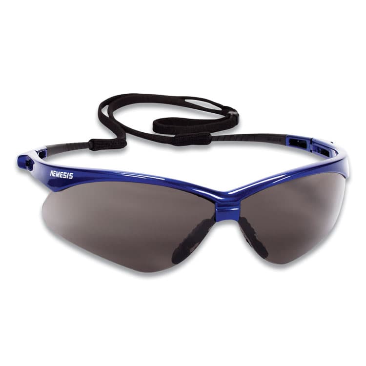 KIMBERLY-CLARK PROFESSIONAL Nemesis Safety Glasses, Metallic Blue Half Frame, Smoke Dual Lens, 12/Box (ANS47387)