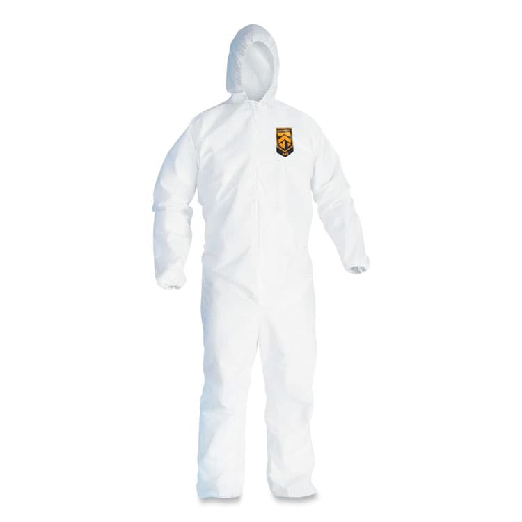 KIMBERLY-CLARK PROFESSIONAL A45 Liquid/Particle Protection Surface Prep/Paint Coveralls, Hood, Elastic Wrist/Ankles, 4XL, White, 25/Carton (ANS41509)