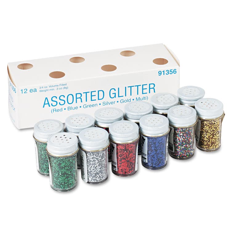 PACON CORPORATION Spectra Glitter, 0.04 Hexagon Crystals, Assorted, 0.75 oz Shaker-Top Jar, 12/Pack (PAC91356)