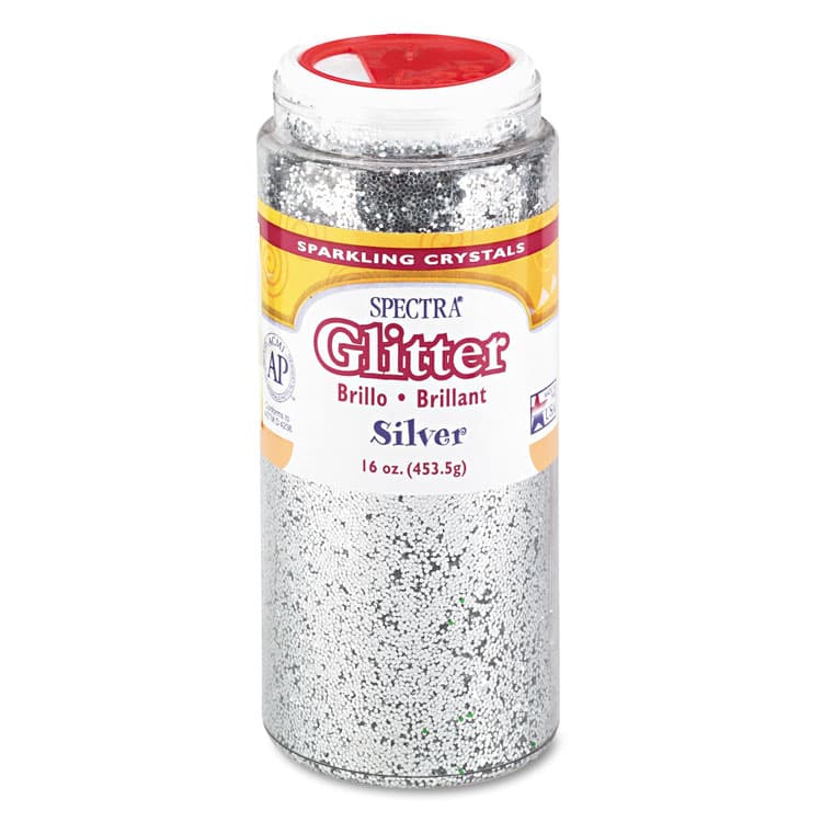 PACON CORPORATION Spectra Glitter, 0.04 Hexagon Crystals, Silver, 16 oz Shaker-Top Jar (PAC91710)