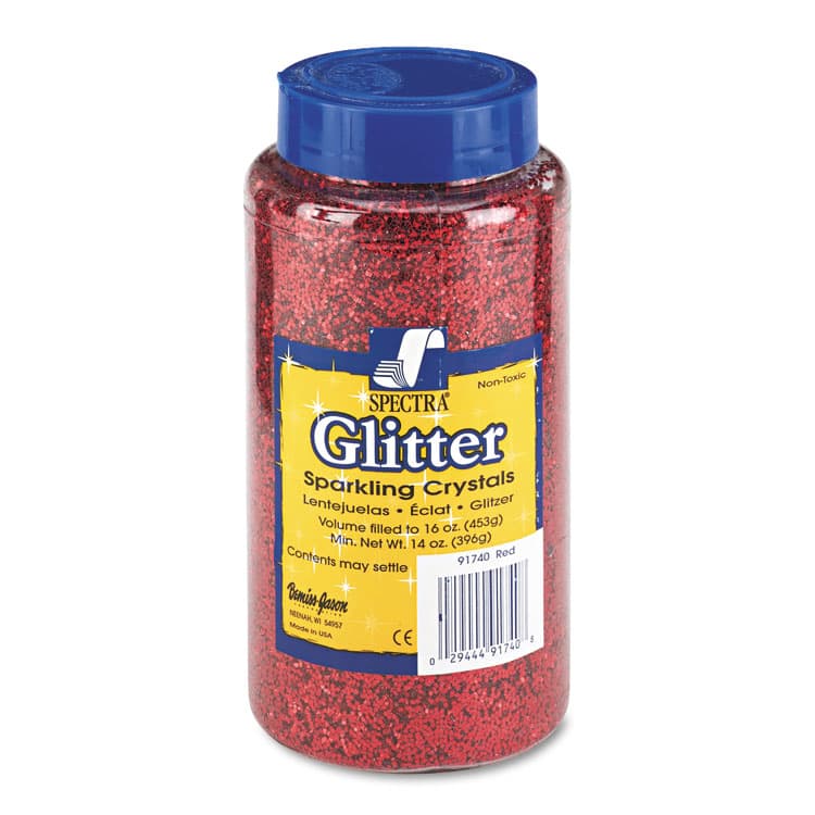 PACON CORPORATION Spectra Glitter, 0.04 Hexagon Crystals, Red, 16 oz Shaker-Top Jar (PAC91740)