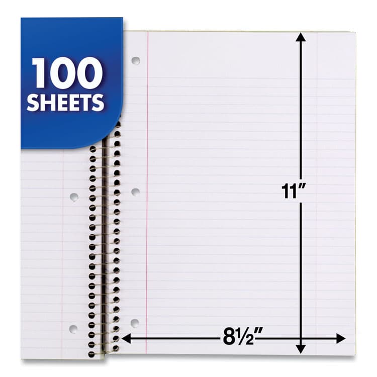 MEAD PRODUCTS Spiral Notebook, 1-Subject, Medium/College Rule, Randomly Assorted Cover Color, (100) 11 x 8 Sheets (MEA06622) thumbnail 3