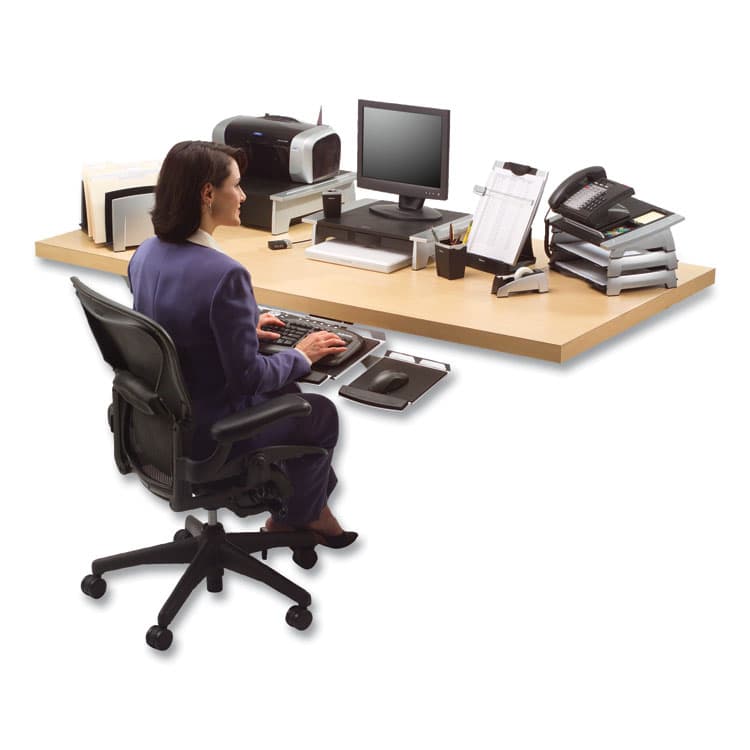 FELLOWES MFG. CO. Office Suites Printer/Machine Stand, 21.25 x 18.06 x 5.25, Black/Silver (FEL8032601) thumbnail 2