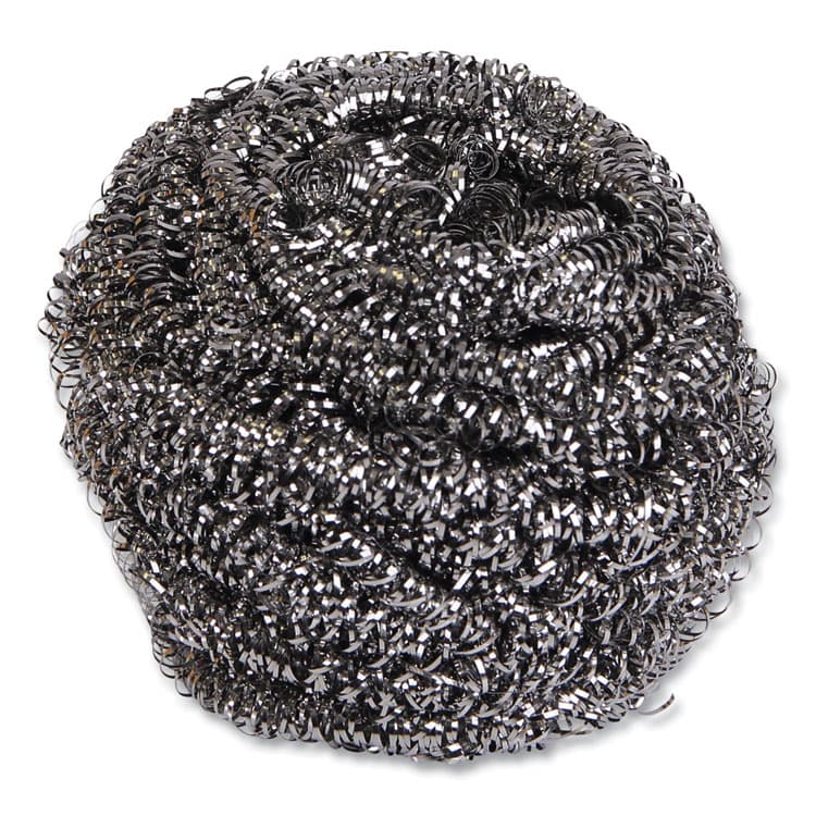 BOARDWALK Stainless Steel Scrubber, Large Size, 2.5 x 2.75, Steel Gray, 12/Carton (BWK50)