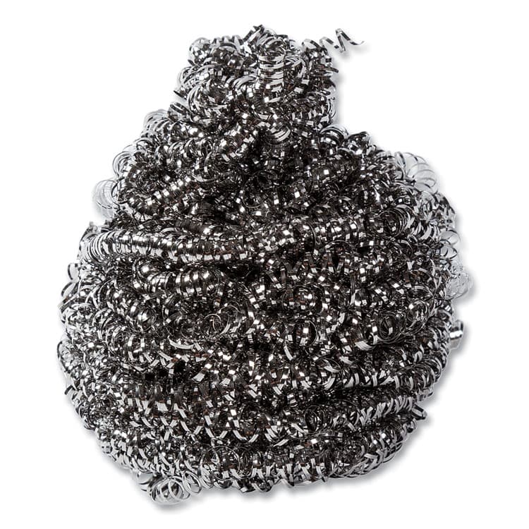 AMERCAREROYAL Stainless Steel Sponge, Polybagged, 1.50 oz, Gray, 12/Pack, 12/Packs/Carton (RPPS730)