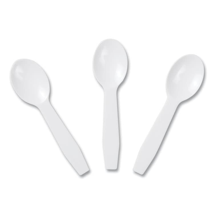AMERCAREROYAL Polystyrene Taster Spoons, Plastic, 3", White, 3,000/Carton (RPPRTS3000) thumbnail 2