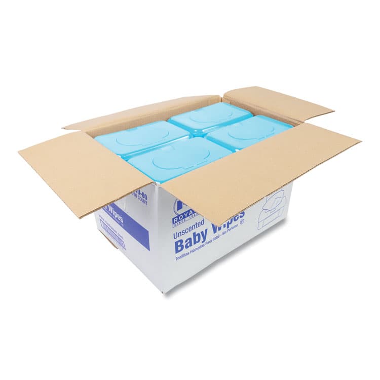 AMERCAREROYAL Baby Wipes Tub, Unscented, White, 80/Tub, 12 Tubs/Carton (RPPRPBWU80) thumbnail 2