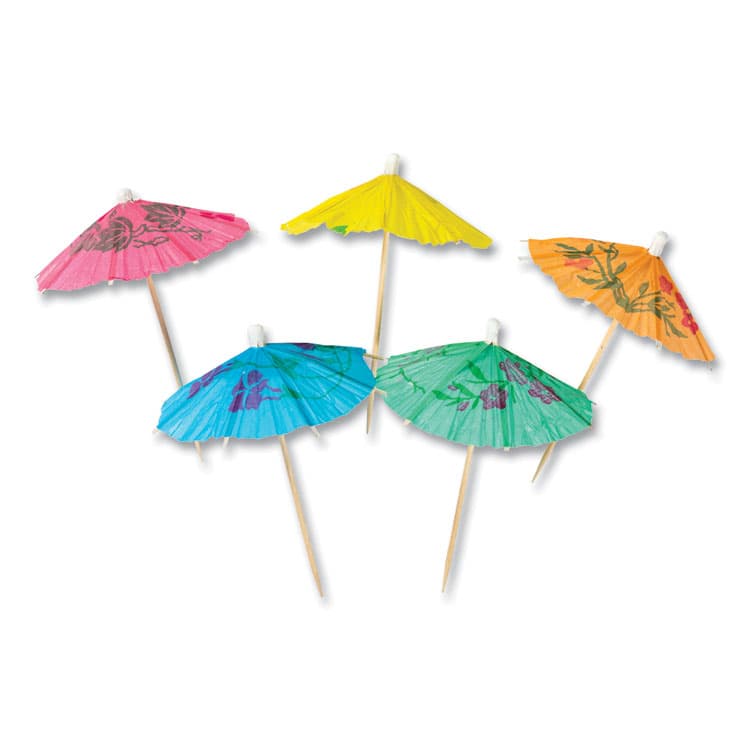 AMERCAREROYAL Cocktail Parasols, 3", Assorted, 144/Box, 50 Boxes/Carton (RPPRP144) thumbnail 3