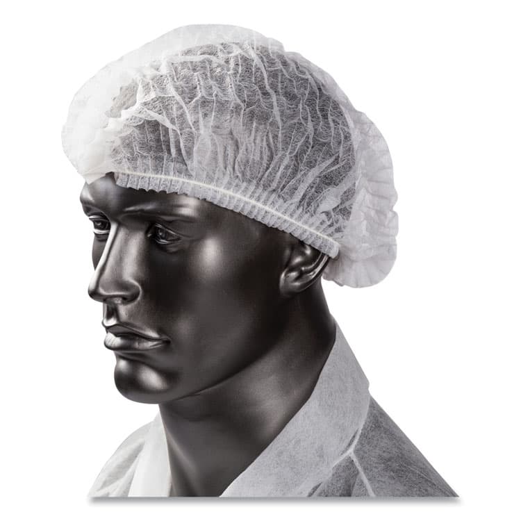 AMERCAREROYAL Latex-Free Operating Room Cap, Pleated, Polypropylene, 21", White, 100 Caps/Pack, 10 Packs/Carton (RPPRP110NWP) thumbnail 3