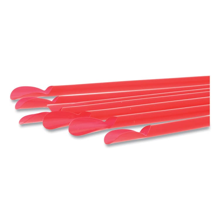 AMERCAREROYAL Jumbo Spoon Straw, 10.25", Plastic, Red, 300/Pack, 18 Packs/Carton (RPPRJSS10) thumbnail 4