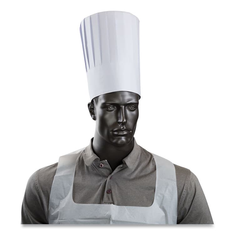 AMERCAREROYAL Pleated Chef's Hats, Paper, Adjustable, 10" Tall, One Size, White, 24/Carton (RPPRCH10) thumbnail 2