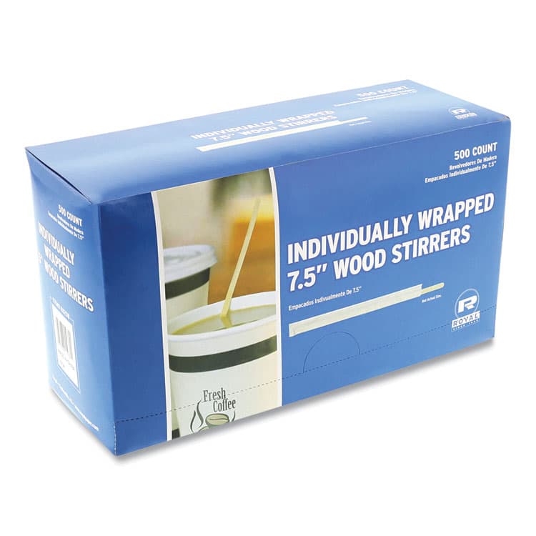 AMERCAREROYAL Wood Stir Sticks, 7.5", Wrapped, 5,000/Carton (RPPR825W) thumbnail 4