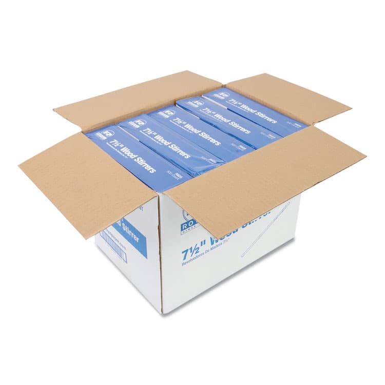 AMERCAREROYAL Wood Stir Sticks, 7.5" Long, 500/Box, 10 Boxes/Carton (RPPR825CT) thumbnail 2