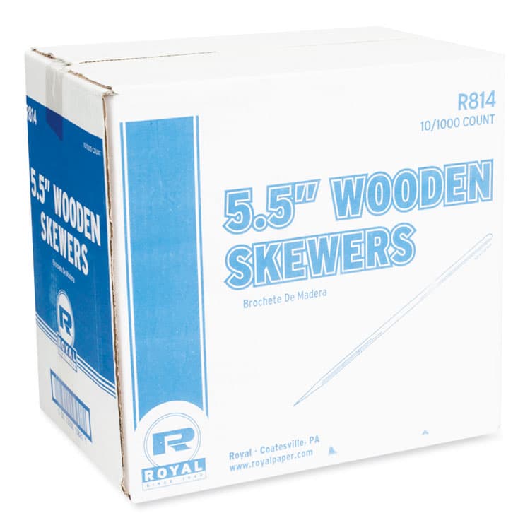 AMERCAREROYAL Bamboo Skewers, Paper, 5.5", Brown, 10,000/Carton (RPPR814) thumbnail 3