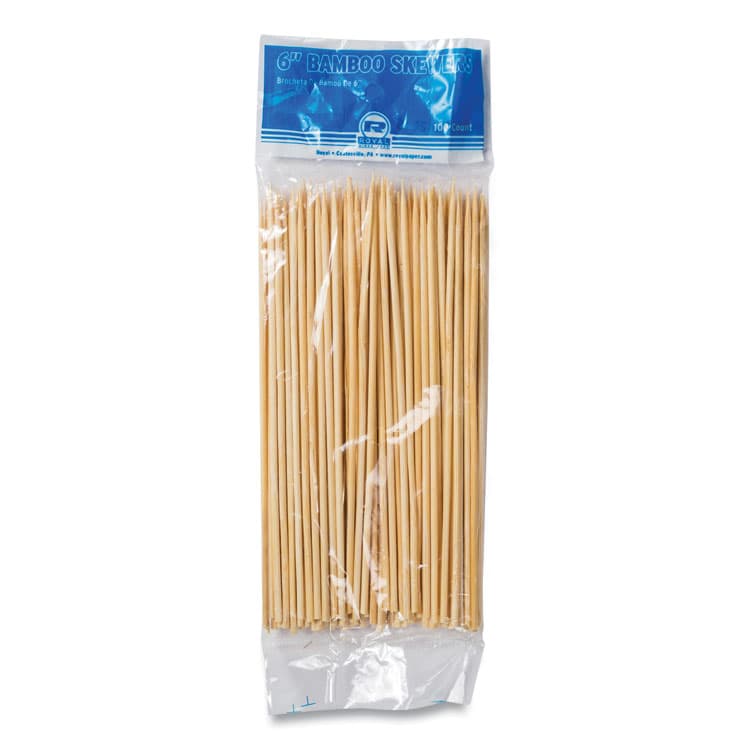 AMERCAREROYAL Bamboo Skewers, Paper, 6", Natural, 100/Pack (RPPR806) thumbnail 4