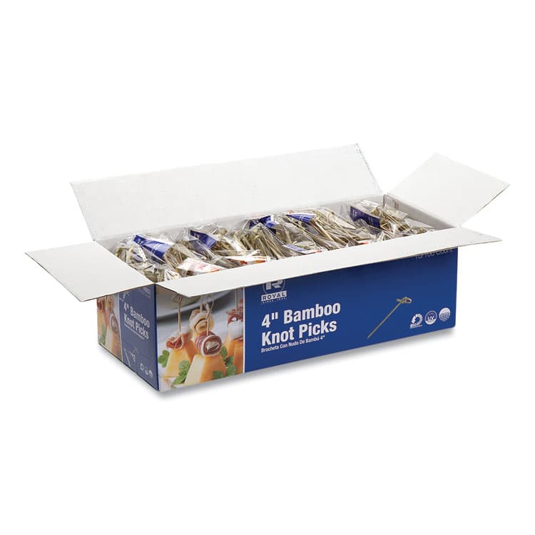 AMERCAREROYAL Knotted Bamboo Pick, Paper, 4", Natural, 100/Pack, 10 Packs/Carton (RPPR803) thumbnail 3