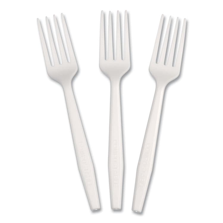AMERCAREROYAL CPLA Cutlery, Heavyweight Fork, Plastic, White, 1,000/Carton (RPPL1801W) thumbnail 3