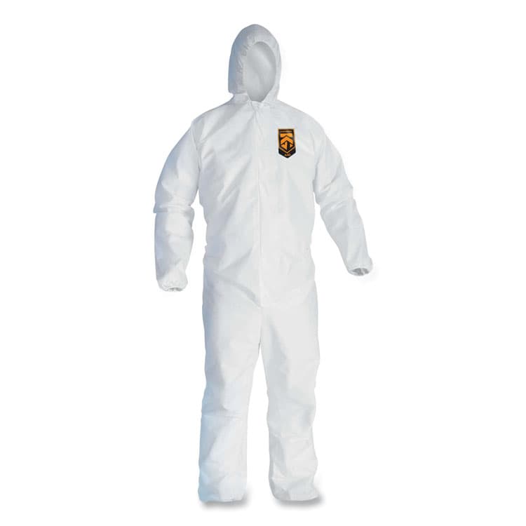 KIMBERLY-CLARK PROFESSIONAL A45 Liquid/Particle Protection Surface Prep/Paint Coverall, Zipper Front, Elastic Wrist/Ankles/Hood, XL, White, 25/Carton (ANS41506)