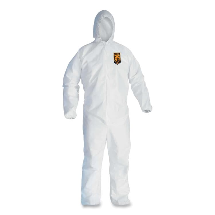 KIMBERLY-CLARK PROFESSIONAL A45 Liquid/Particle Protection Surface Prep/Paint Coverall, Zipper Front, Elastic Wrist/Ankle/Hood, 2XL, White, 25/Carton (ANS41507)