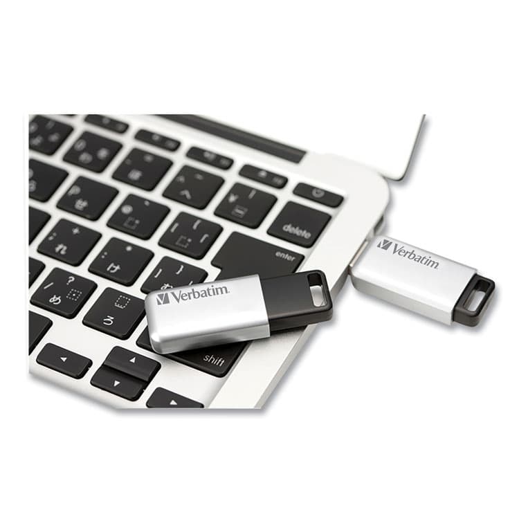 VERBATIM CORPORATION Store 'n' Go Secure Pro USB Flash Drive with AES 256 Encryption, 128 GB, Silver (VER70057) thumbnail 4