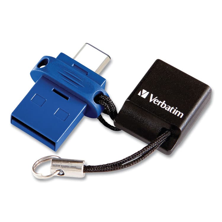 VERBATIM CORPORATION Store n' Go Dual USB 3.0 Flash Drive for USB-C Devices, 64 GB, Blue (VER99155)